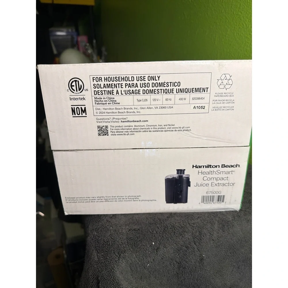 Hamilton Beach HealthSmart Compact Juice Extractor 400W Black 67500G